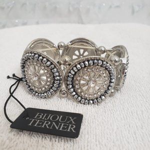 Bijoux Terner Stretchy Silver Statement Bracelet